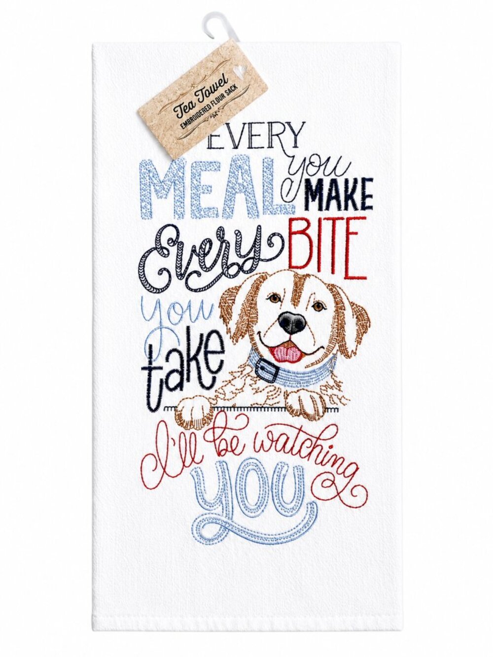 Cracker Barrel Exclusive Embroidered Dog Flour Sack Tea Towel NWT